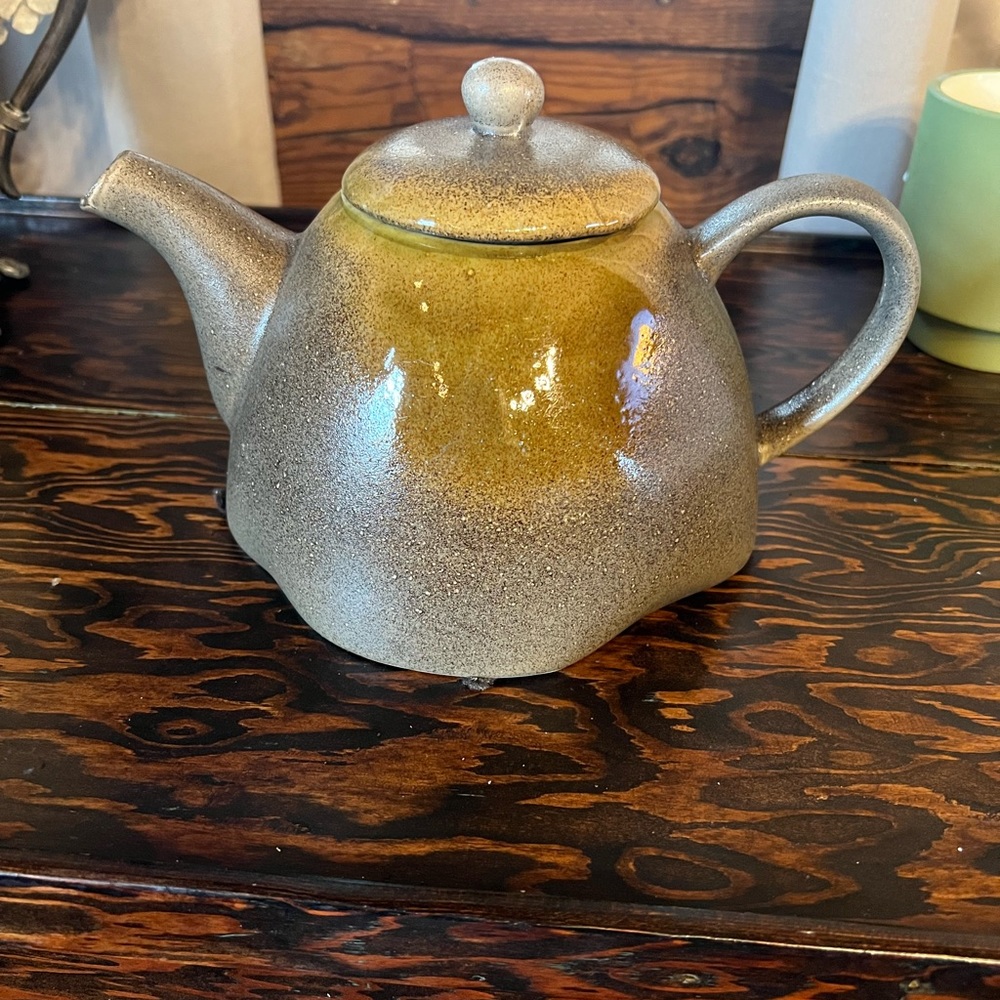Vintage Glazed Clay Pottery Decorative Teapot Coffee Pot Heavy
